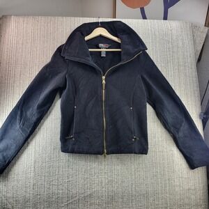 RLX Ralph Lauren Jacket Womens Small Black Wool‎ Full Zip Collared Pockets